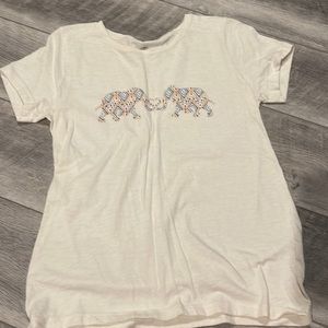 Cream j crew elephant tshirt